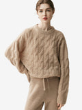 Lanly Cashmere Cable Sweater - Silk Blend Mongolia Crewneck Pullover