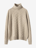 Lanly Cashmere Turtleneck Sweater - Mongolia Cable Knit Pullover