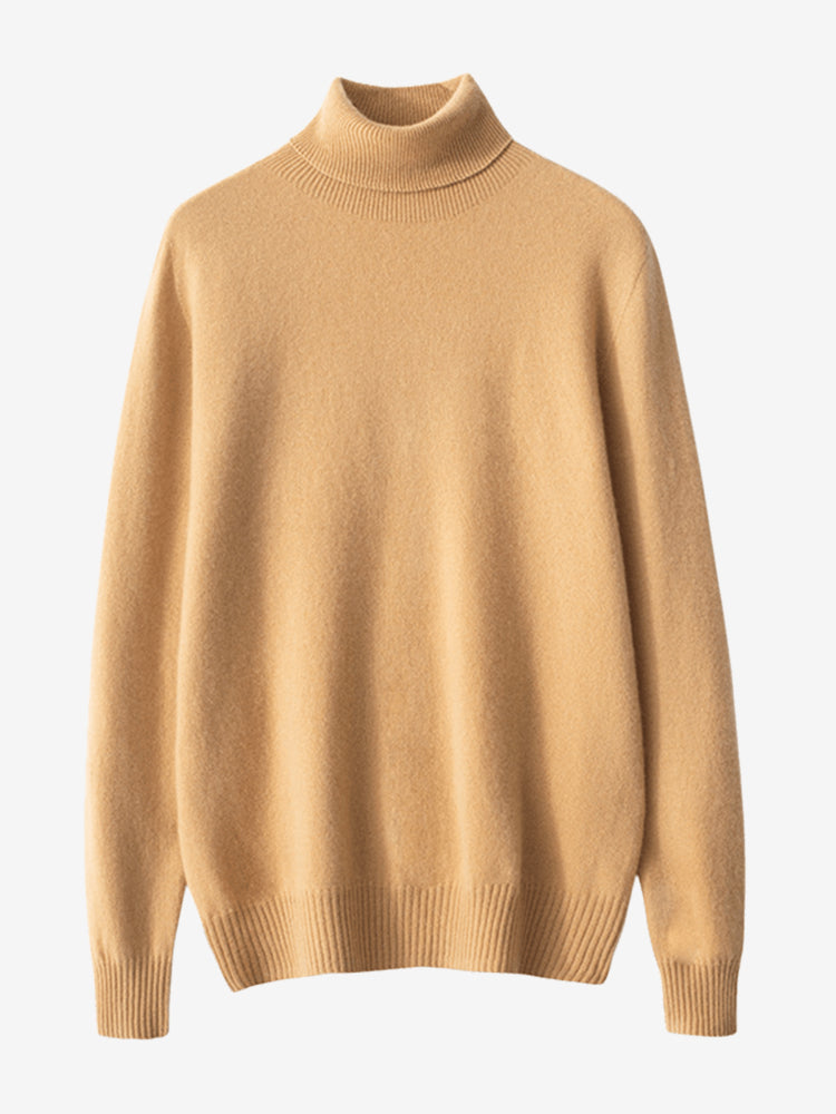 LanlyCashmere Men's Mongolian Cashmere Roll Neck Turtleneck Sweater