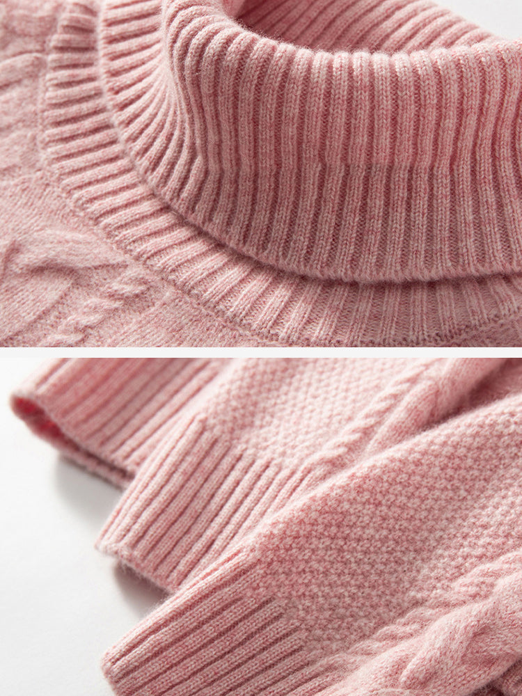 Lanly Cashmere Turtleneck Sweater - Mongolia Cable Knit Pullover