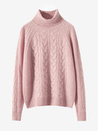 Lanly Cashmere Turtleneck Sweater - Mongolia Cable Knit Pullover