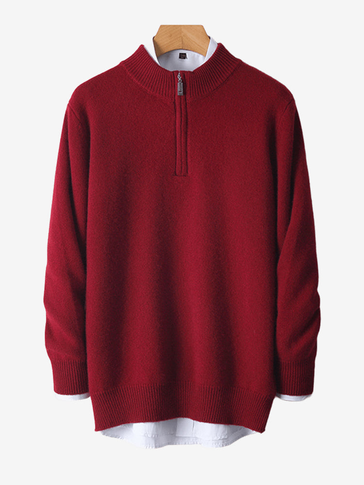 LanlyCashmere Merino Wool Quarter Zip Sweater – Soft Knit Pullover