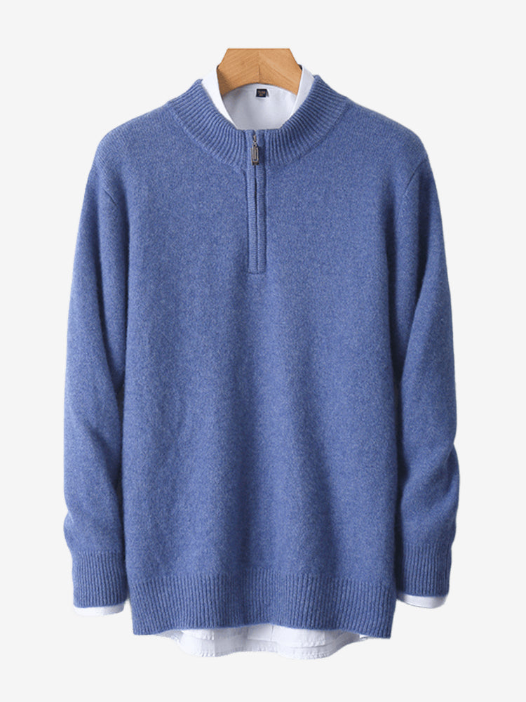 LanlyCashmere Merino Wool Quarter Zip Sweater – Soft Knit Pullover