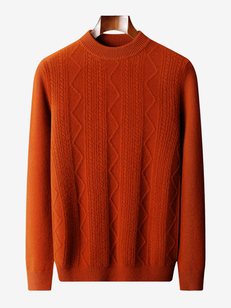 LanlyCashmere 100% Wool Textured Sweater – Soft Knit Crewneck Pullover