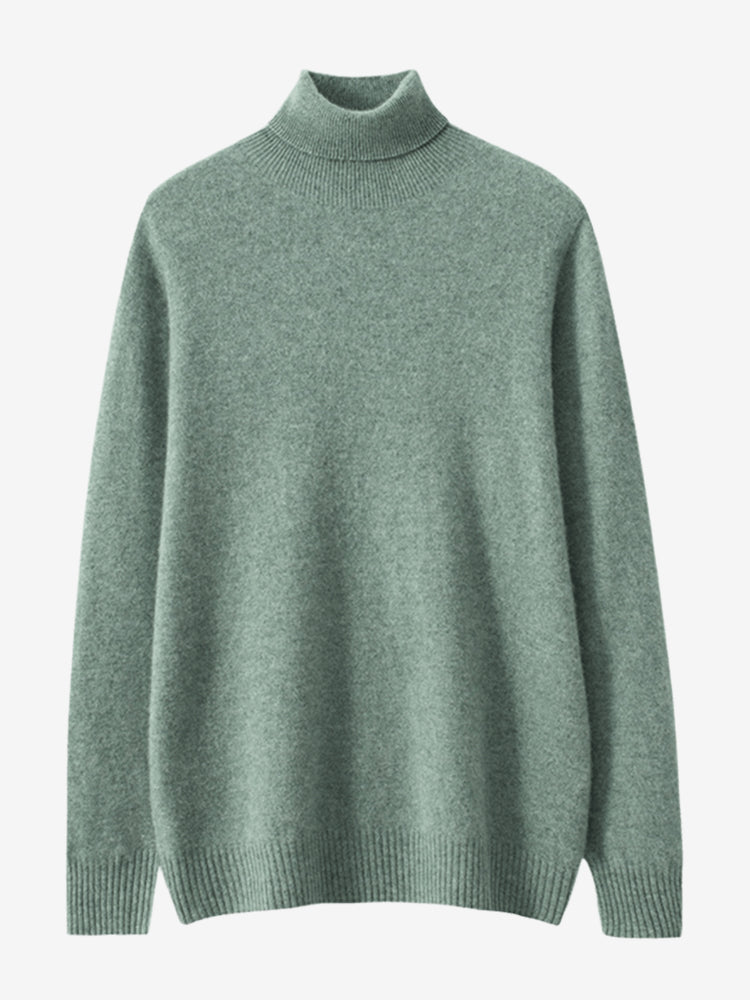 LanlyCashmere Men's Mongolian Cashmere Roll Neck Turtleneck Sweater