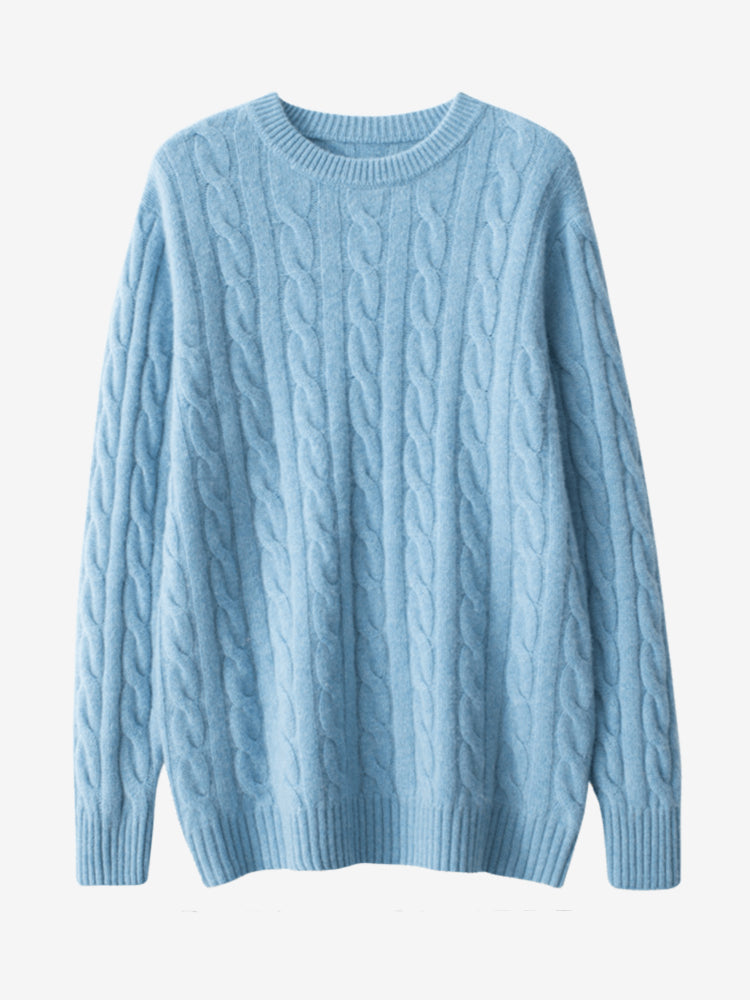 LanlyCashmere Cable Knit Cashmere Sweater – Classic Soft Crewneck Pullover