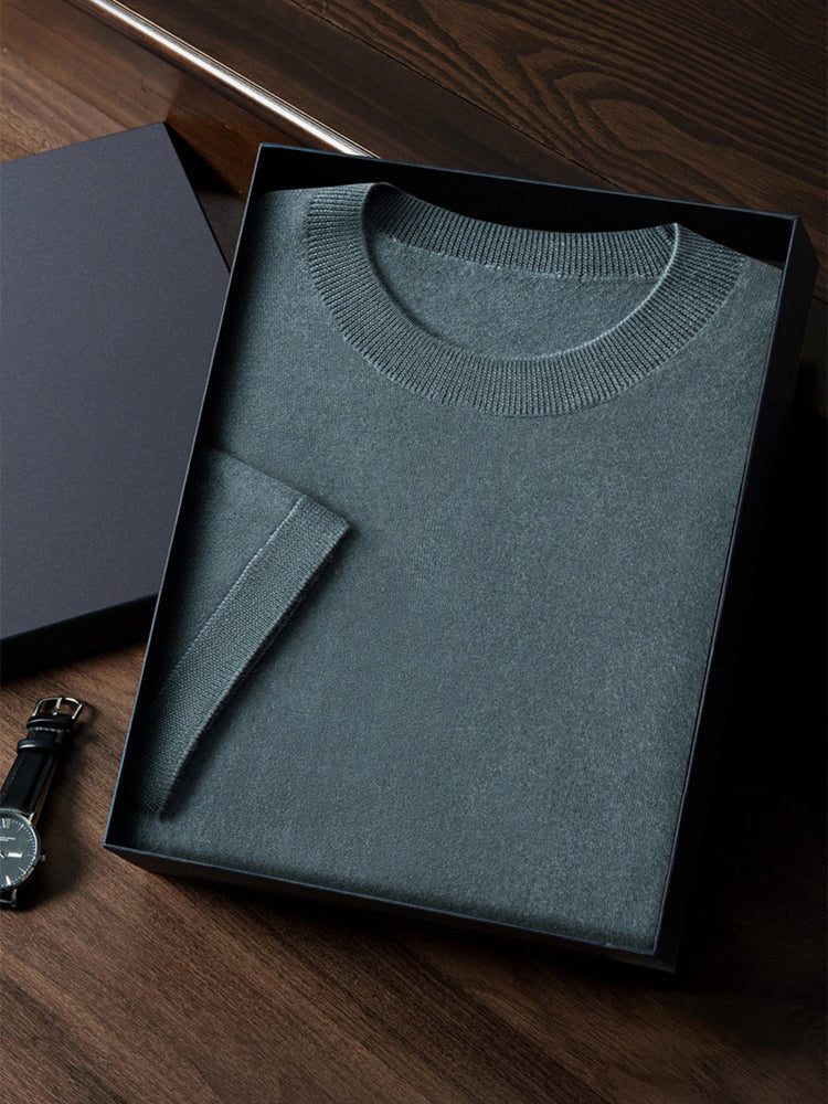 LanlyCashmere Super Fine Cashmere T-Shirt – Lightweight Knit Crew Neck