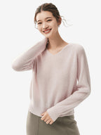 LANLY Quiet Luxury Inner Mongolia Pure Cashmere Sweater – Slouchy V-Neck Raglan Sleeve Knitwear for Wholesale & OEM