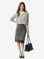 LANLY Quiet Luxury Inner Mongolia Pure Cashmere Sweater – Slouchy V-Neck Raglan Sleeve Knitwear for Wholesale & OEM