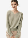 LANLY Quiet Luxury Inner Mongolia Pure Cashmere Sweater – Slouchy V-Neck Raglan Sleeve Knitwear for Wholesale & OEM