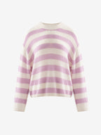 LANLY - Striped Cashmere Sweater Silk Mongolian Crewneck Drop Shoulder Pullover