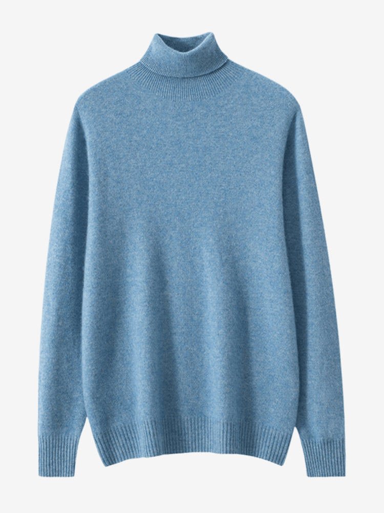 LanlyCashmere Men's Mongolian Cashmere Roll Neck Turtleneck Sweater