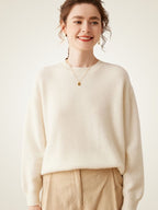 LanlyCashmere Oversized Cashmere Sweater – Soft Crewneck Relaxed Knit