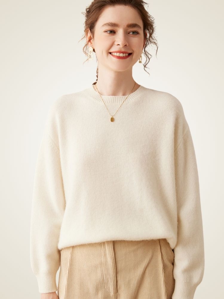 LanlyCashmere Oversized Cashmere Sweater – Soft Crewneck Relaxed Knit