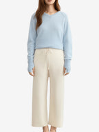 LANLY - Women's Cashmere Pants Mongolian Full Needle Rib Knit Wide Leg Pants