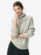 LANLY - Wholesale Cowl Neck Knitwear Mongolian Cashmere Raglan Sleeve Slouchy Pullover