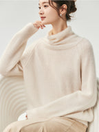 LANLY - Wholesale Cowl Neck Knitwear Mongolian Cashmere Raglan Sleeve Slouchy Pullover
