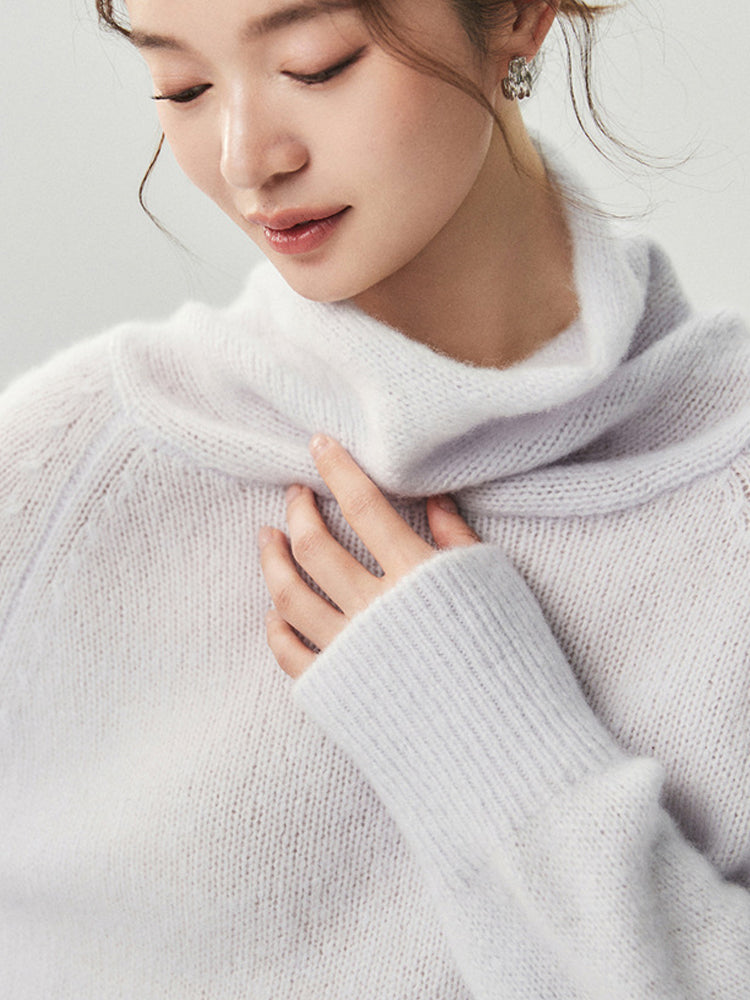 LANLY - Wholesale Cowl Neck Knitwear Mongolian Cashmere Raglan Sleeve Slouchy Pullover