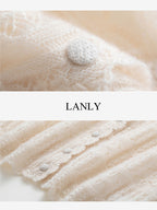 LANLY - Wholesale Crochet Knit Cardigan Mongolian Openwork Scalloped Edge Buttoned Sweater