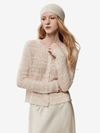 LANLY - Wholesale Crochet Knit Cardigan Mongolian Openwork Scalloped Edge Buttoned Sweater