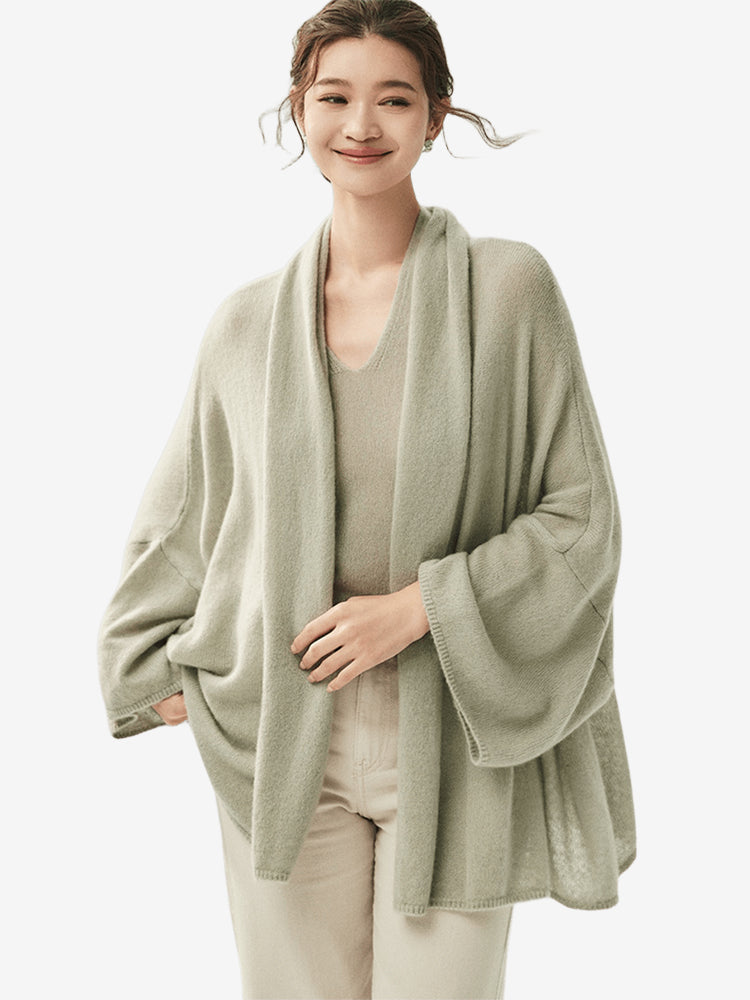 LANLY - Wholesale Drape Front Cardigan Mongolian Cashmere Open Front Dolman Sleeve Wrap Sweater