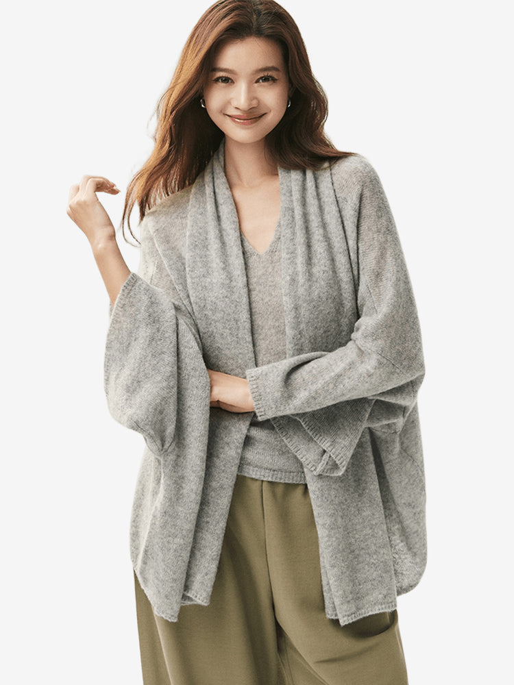 LANLY - Wholesale Drape Front Cardigan Mongolian Cashmere Open Front Dolman Sleeve Wrap Sweater