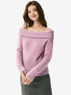 LANLY Wholesale Off the Shoulder Cashmere Blend Sweaters | Mongolian Cashmere Ribbed Knit Pullover with Low MOQ