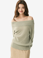LANLY Wholesale Off the Shoulder Cashmere Blend Sweaters | Mongolian Cashmere Ribbed Knit Pullover with Low MOQ