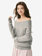 LANLY Wholesale Off the Shoulder Cashmere Blend Sweaters | Mongolian Cashmere Ribbed Knit Pullover with Low MOQ