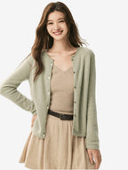 LANLY - Wholesale Quiet Luxury Knitwear Mongolian Fine Gauge Rolled Edge Multi-Button Cardigan