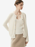 LANLY - Wholesale Quiet Luxury Knitwear Mongolian Fine Gauge Rolled Edge Multi-Button Cardigan