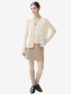 LANLY - Wholesale Quiet Luxury Knitwear Mongolian Fine Gauge Rolled Edge Multi-Button Cardigan