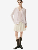 LANLY - Wholesale Quiet Luxury Knitwear Mongolian Fine Gauge Rolled Edge Multi-Button Cardigan