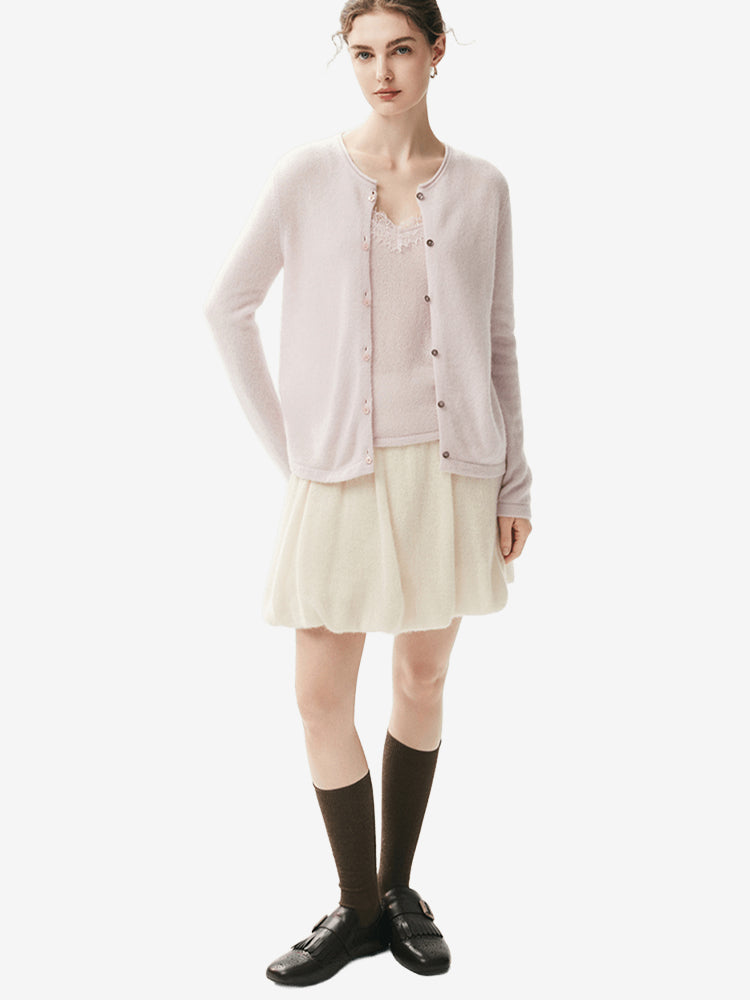 LANLY - Wholesale Quiet Luxury Knitwear Mongolian Fine Gauge Rolled Edge Multi-Button Cardigan