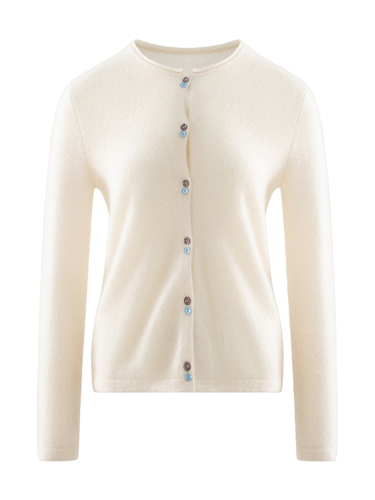 LANLY - Wholesale Quiet Luxury Knitwear Mongolian Fine Gauge Rolled Edge Multi-Button Cardigan