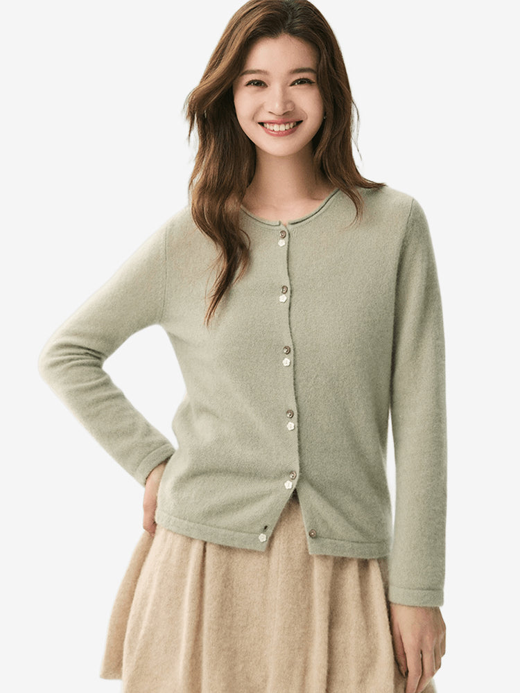LANLY - Wholesale Quiet Luxury Knitwear Mongolian Fine Gauge Rolled Edge Multi-Button Cardigan
