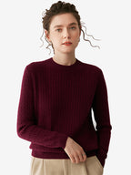 LANLY - Women's Cable Knit Sweater Soft Cashmere Wool Crewneck Top