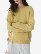 LANLY - Women's Crewneck Cashmere Sweater Heavyweight Mongolian Saddle Shoulder Pullover