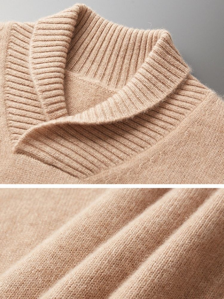LanlyCashmere Pull Homme Col Châle Maille Côtes Françaises Doux Classique