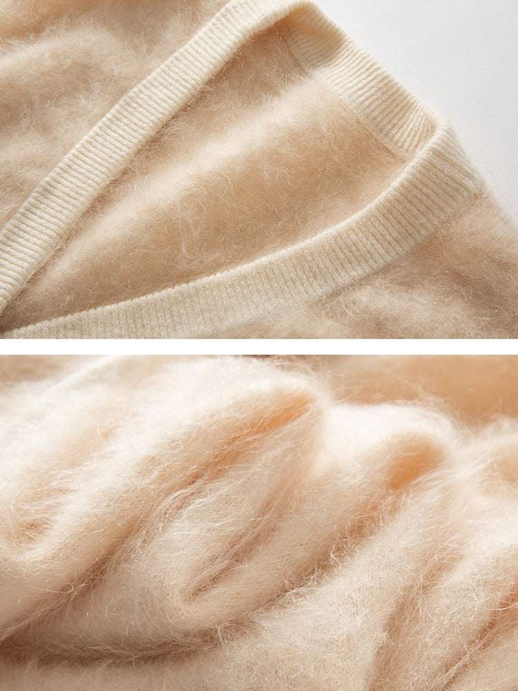 LanlyCashmere Women's Brushed Cashmere Vest Button Front Knit