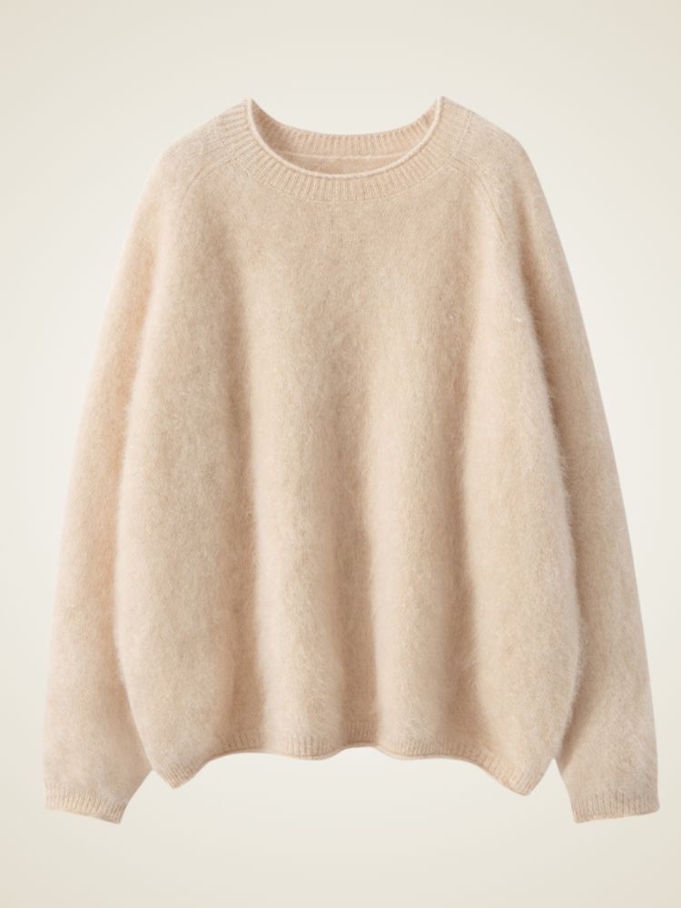 LanlyCashmere Brushed Cashmere Oversized Sweater – Relaxed Soft Knit