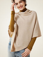 LanlyCashmere Buttoned Cashmere Poncho – Elegant Soft Knit Wrap Cape
