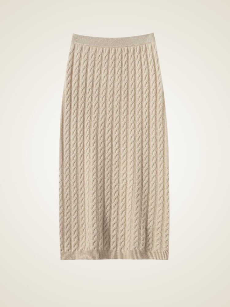 LanlyCashmere Cable-Knit Cashmere Set –  Midi Skirt Ensemble