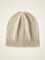 LanlyCashmere Cable Knit Cashmere Beanie – Soft Warm Winter Hat
