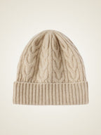 LanlyCashmere Cable Knit Cashmere Beanie – Soft Warm Winter Hat for Women