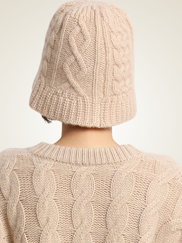 LanlyCashmere Cable Knit Cashmere Beanie – Women’s Soft Winter Hat