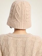 LanlyCashmere Cable Knit Cashmere Beanie – Women’s Soft Winter Hat