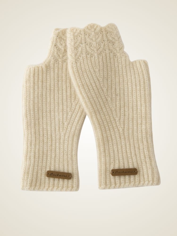 LanlyCashmere Cashmere Fingerless Gloves – Ribbed Knit Arm Warmers