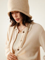 LanlyCashmere Cashmere Knit Bonnet Hat – Soft Tie-Up Winter Beanie