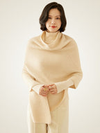 LanlyCashmere Cashmere Poncho for Women – Ribbed Knit Shawl Wrap Cape